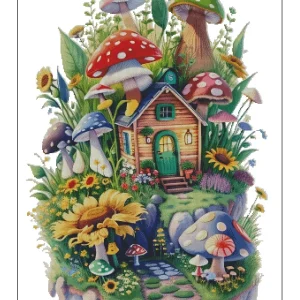 Mushroom 14CT 16CT Printed On Canvas Cross Stitch DIY Set Needlework Embroidery 124 Colors